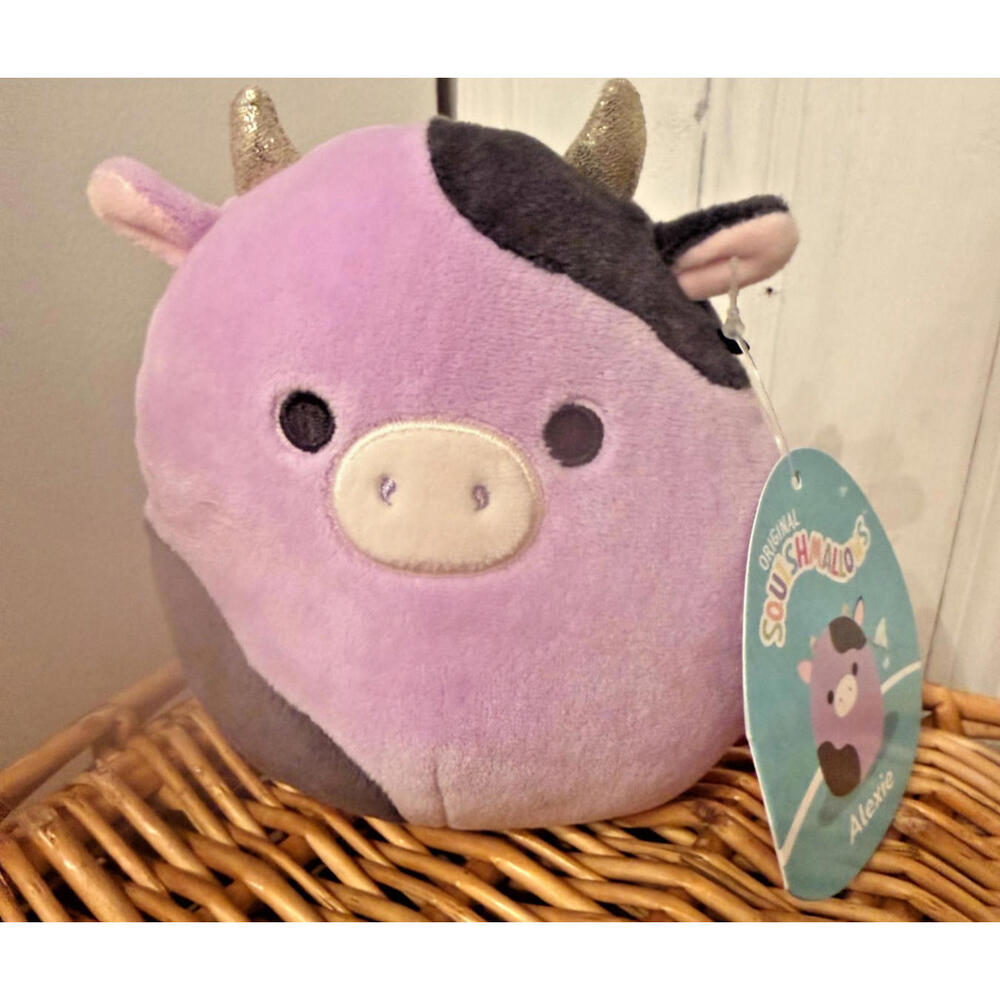 Squishmallow Alexie, 5” Purple Cow Plush Kellytoy NWT
